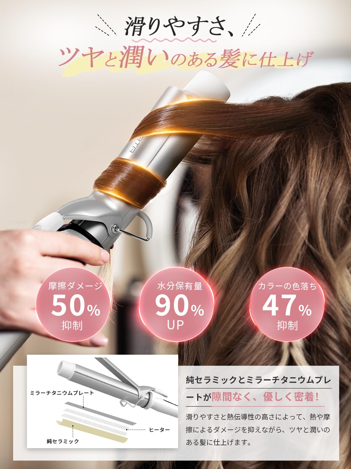 Amazon | BAYATA コテ 38mm ヘアアイロン カール アイロン【キープ力